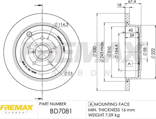 FREMAX BD-7081 - Тормозной диск autospares.lv