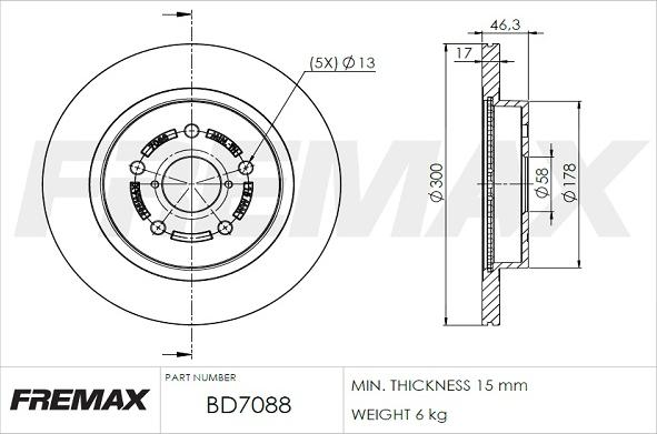FREMAX BD-7088 - Тормозной диск autospares.lv