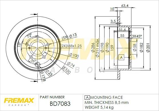 FREMAX BD-7083 - Тормозной диск autospares.lv