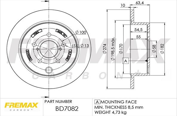 FREMAX BD-7082 - Тормозной диск autospares.lv