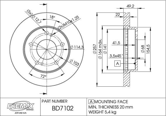 FREMAX BD-7102 - Тормозной диск autospares.lv