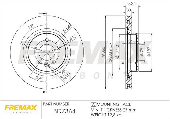 FREMAX BD-7364 - Тормозной диск autospares.lv