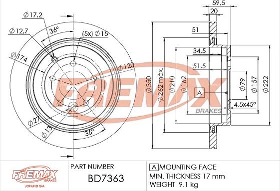 FREMAX BD-7363 - Тормозной диск autospares.lv