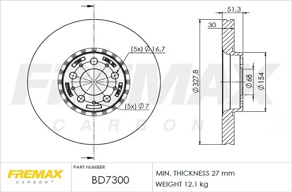 FREMAX BD-7300 - Тормозной диск autospares.lv