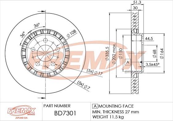 FREMAX BD-7301 - Тормозной диск autospares.lv