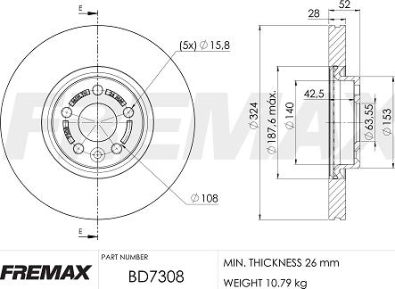 FREMAX BD-7308 - Тормозной диск autospares.lv