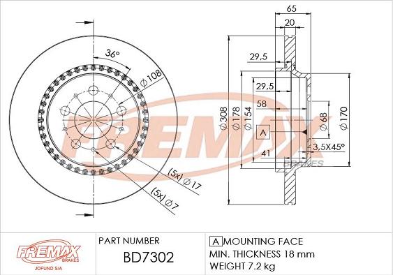 FREMAX BD-7302 - Тормозной диск autospares.lv