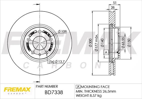 FREMAX BD-7338 - Тормозной диск autospares.lv