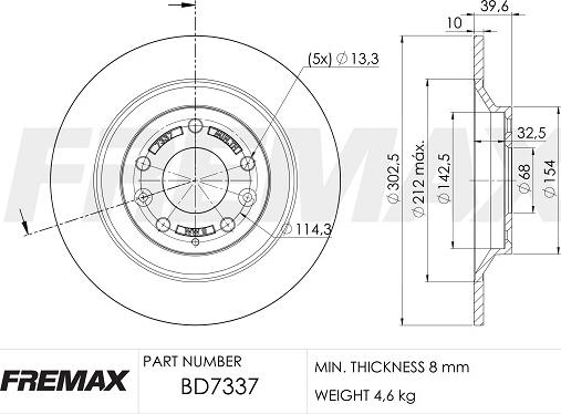 FREMAX BD-7337 - Тормозной диск autospares.lv