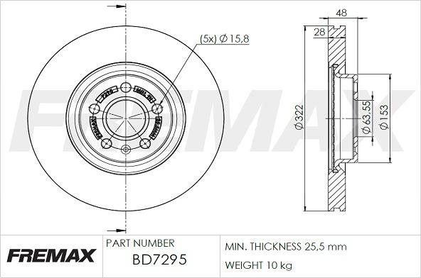 FREMAX BD-7295 - Тормозной диск autospares.lv
