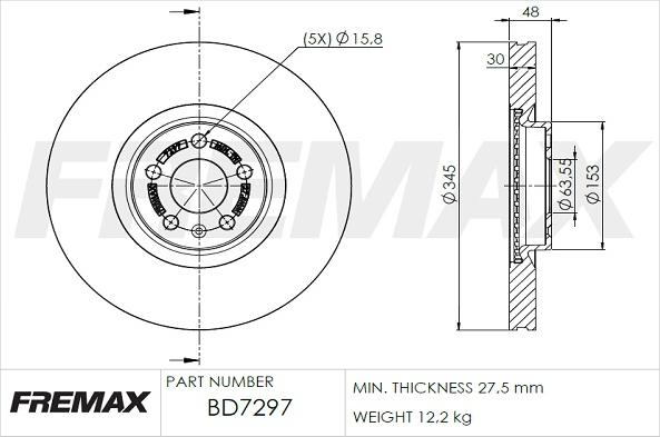 FREMAX BD-7297 - Тормозной диск autospares.lv