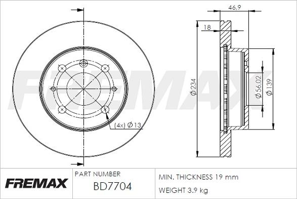 FREMAX BD-7704 - Тормозной диск autospares.lv