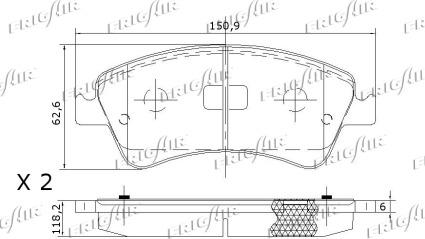 Frigair PD15.507 - Тормозные колодки, дисковые, комплект autospares.lv