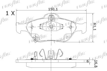 Frigair PD15.523 - Тормозные колодки, дисковые, комплект autospares.lv