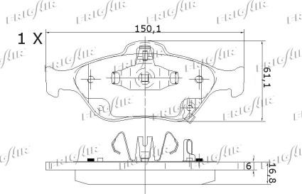 Frigair PD15.523 - Тормозные колодки, дисковые, комплект autospares.lv