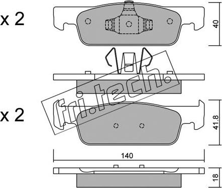 Fri.Tech. 991.0 - Тормозные колодки, дисковые, комплект autospares.lv