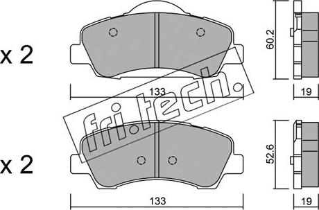 Fri.Tech. 998.0 - Тормозные колодки, дисковые, комплект autospares.lv