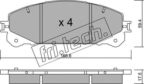 Fri.Tech. 954.0 - Тормозные колодки, дисковые, комплект autospares.lv