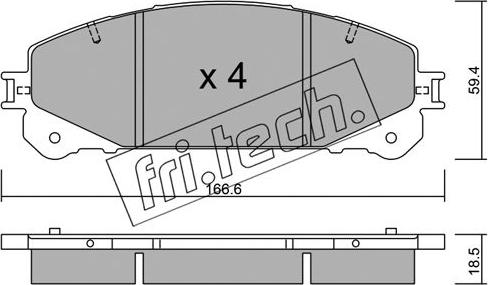 Fri.Tech. 954.1 - Тормозные колодки, дисковые, комплект autospares.lv