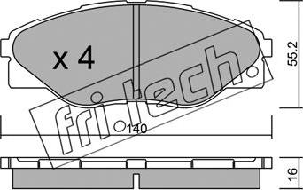 Fri.Tech. 952.0 - Тормозные колодки, дисковые, комплект autospares.lv