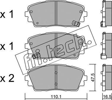 Fri.Tech. 957.0 - Тормозные колодки, дисковые, комплект autospares.lv