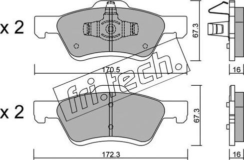 Fri.Tech. 923.0 - Тормозные колодки, дисковые, комплект autospares.lv