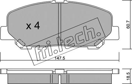 Fri.Tech. 922.0 - Тормозные колодки, дисковые, комплект autospares.lv