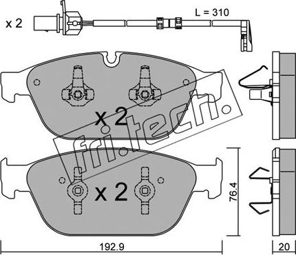 Fri.Tech. 970.0W - Тормозные колодки, дисковые, комплект autospares.lv