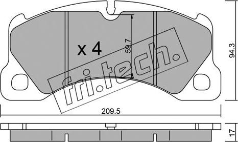 Fri.Tech. 973.3 - Тормозные колодки, дисковые, комплект autospares.lv