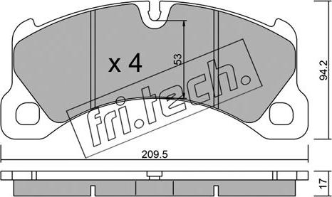 Fri.Tech. 972.0 - Тормозные колодки, дисковые, комплект autospares.lv