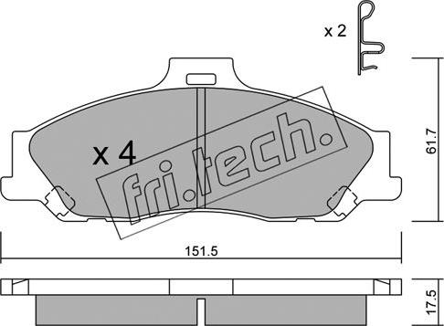 Fri.Tech. 495.0 - Тормозные колодки, дисковые, комплект autospares.lv