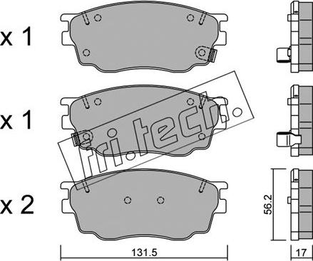 Fri.Tech. 491.0 - Тормозные колодки, дисковые, комплект autospares.lv