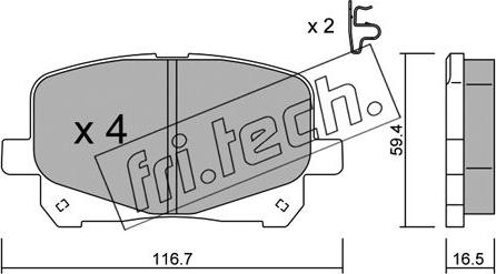 Fri.Tech. 459.0 - Тормозные колодки, дисковые, комплект autospares.lv