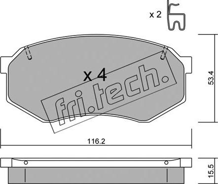 Fri.Tech. 487.0 - Тормозные колодки, дисковые, комплект autospares.lv