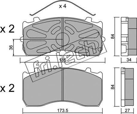 Fri.Tech. 599.0 - Тормозные колодки, дисковые, комплект autospares.lv