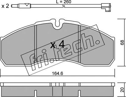 Fri.Tech. 594.3W - Тормозные колодки, дисковые, комплект autospares.lv