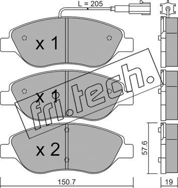 Fri.Tech. 593.0 - Тормозные колодки, дисковые, комплект autospares.lv