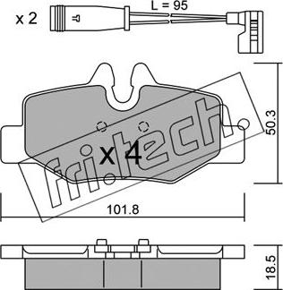 Fri.Tech. 592.0W - Тормозные колодки, дисковые, комплект autospares.lv