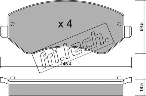 Fri.Tech. 540.0 - Тормозные колодки, дисковые, комплект autospares.lv