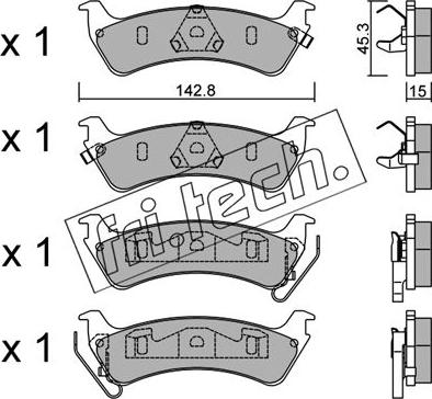 Fri.Tech. 543.0 - Тормозные колодки, дисковые, комплект autospares.lv