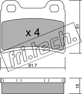 Fri.Tech. 551.0 - Тормозные колодки, дисковые, комплект autospares.lv