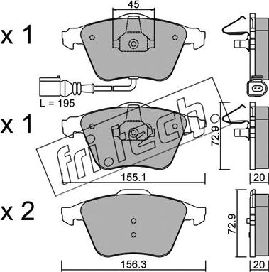 Fri.Tech. 565.4 - Тормозные колодки, дисковые, комплект autospares.lv