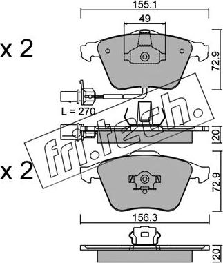 Fri.Tech. 565.1 - Тормозные колодки, дисковые, комплект autospares.lv