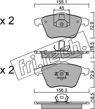 Fri.Tech. 565.3 - Тормозные колодки, дисковые, комплект autospares.lv