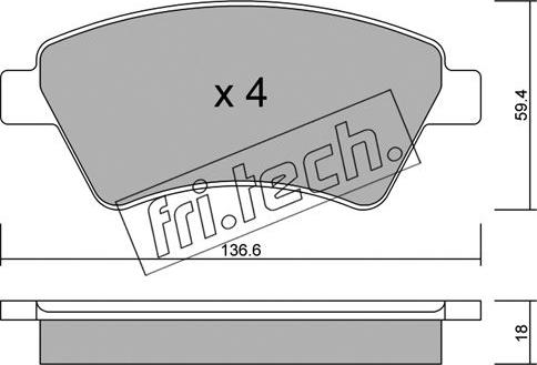 Fri.Tech. 560.0 - Тормозные колодки, дисковые, комплект autospares.lv