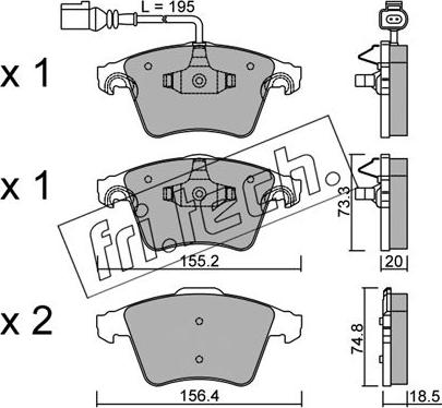 Fri.Tech. 568.0 - Тормозные колодки, дисковые, комплект autospares.lv