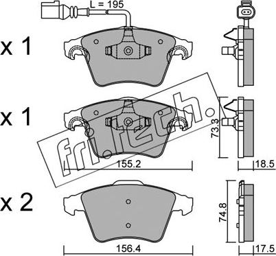 Fri.Tech. 568.1 - Тормозные колодки, дисковые, комплект autospares.lv