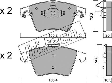 Fri.Tech. 568.3 - Тормозные колодки, дисковые, комплект autospares.lv