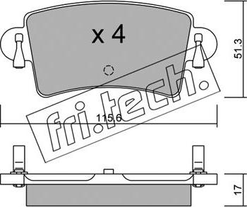 Fri.Tech. 562.0 - Тормозные колодки, дисковые, комплект autospares.lv