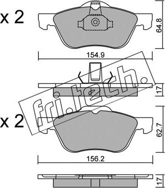 Fri.Tech. 505.0 - Тормозные колодки, дисковые, комплект autospares.lv